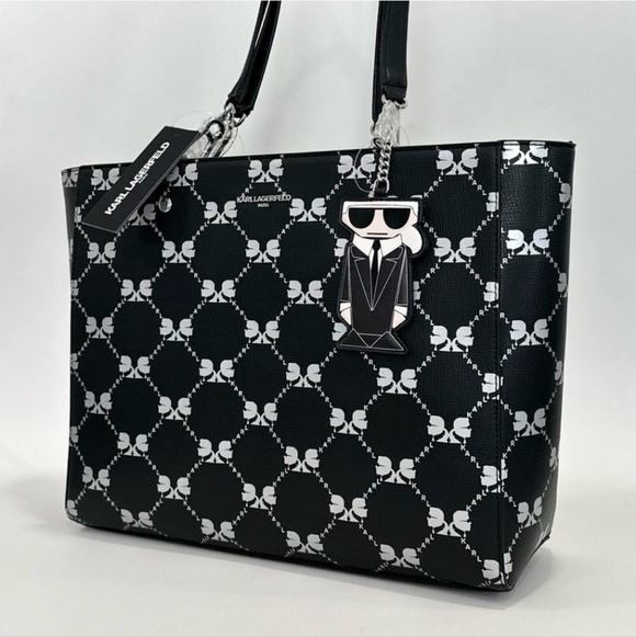 🖤🔹️ Karl Lagerfeld🔹️ Paris Adele Tote Carryall Bag Signature Print  Black